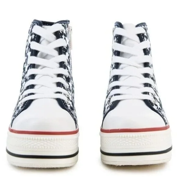 NEW Platform Red White Blue Stars Flag Hi Top Sneakers Women's SIZE 6.5 - Picture 7 of 7